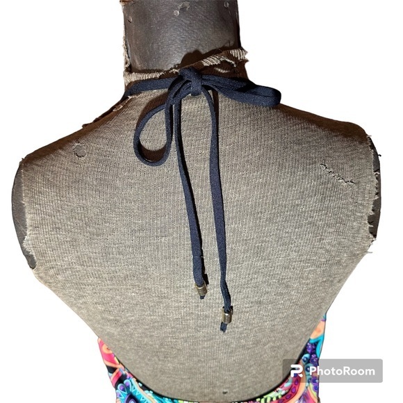 Gibson Latimer Swim Paisley Halter Swimsuit Set, Size XL, Gold detailing‎ - Picture 5 of 10